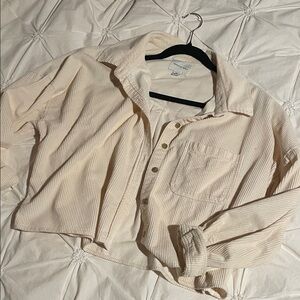 American Eagle Outfitters Cream Corduroy Button-Up